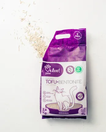 VELVET PAW TOFU Наповнювач для котячих туалетів з бентонітом, оригінальний, гранули 2 мм, 6 л/2,6 кг — Фото 2