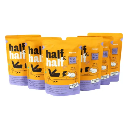 Набір вологих кормів Half&amp;Half "5+1" для стерилізованих котів, шматочки з тунцем у соусі, паучі, 6 шт*100 г — Фото 2