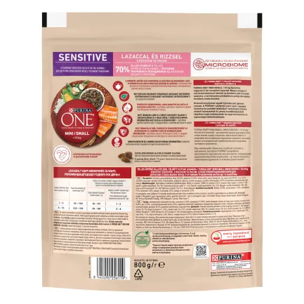 Сухий корм PURINA ONE Mini/Small Sensitive для дорослих собак дрібних порід з чутливим травленням з лососем та рисом 800 г — Фото 1