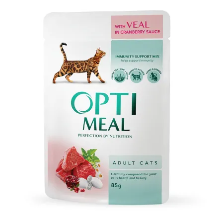 OPTIMEAL конс.корм д/дор котів з телят. в журавл.соусі 0,085 кг