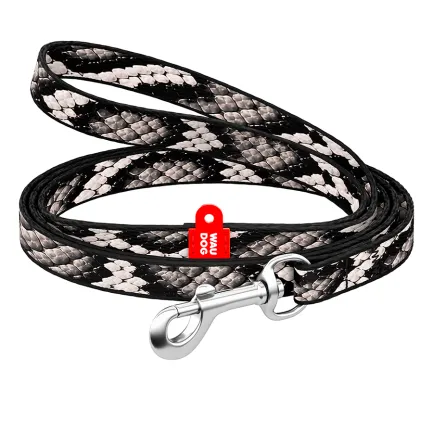 Повідець для котів та дрібних порід собак нейлоновий WAUDOG Nylon, малюнок &amp;quot;Змія&amp;quot;, XS, Ш 10 мм, Дов 122 см