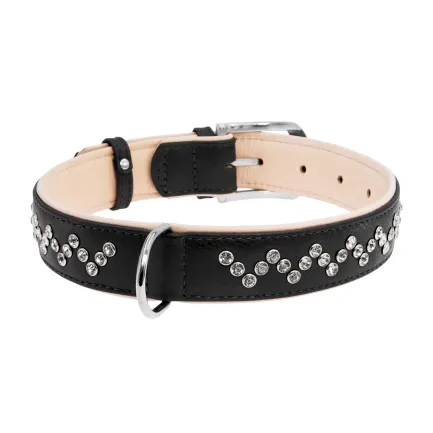 Нашийник "CoLLaR brilliance" зі стразами преміум класу (ширина 35мм, довжина 46-60см) чорний — Фото 1