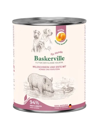 Baskerville HF Holistic Wildschwein und Ente Mit Kurbis. Кабан і качка з гарбузом для собак, 800 г