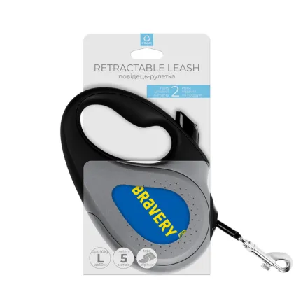 Повідець-рулетка для собак WAUDOG R-leash, малюнок "Сміливість", L, до 50 кг, 5 м, світловідбиваюча стрічка чорний — Фото 3