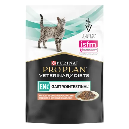 Вологий дієтичний корм PRO PLAN VETERINARY DIETS EN Gastrointestinal для кошенят та дорослих котів для зменшення розладів кишкової абсорбції та годівлі у період відновлення, одужання з лососем 10х85 г — Фото 3