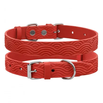 Нашийник для Собак Шкіряний BronzeDog Classic з тисненням Червоний 2XS