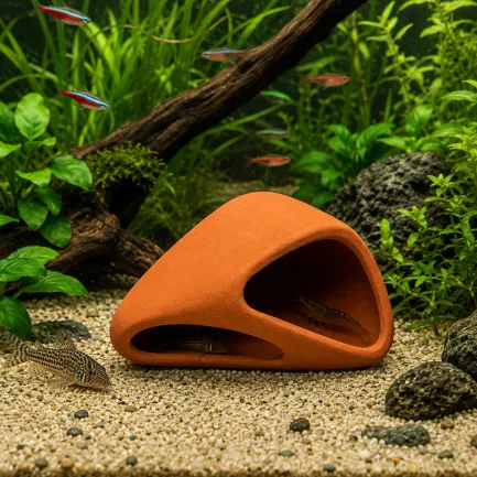 Декорація Hobby Wave Cave 2 red 17x16x8,5 см - керамічне укриття для риб і креветок в акваріумі (41659) — Фото 2