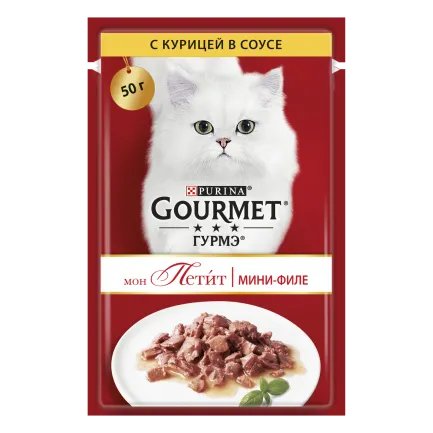 Вологий корм GOURMET Mon Petit для дорослих котів шматочки з куркою в соусі 50 г