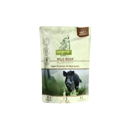 ISEGRIM Pouch Roots Wild Boar Monoprotein 410 г Вологий корм для собак. Кабан з пастернаком, лляною олією та лісними травами