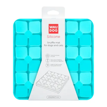 Килимок для пошуку корму WAUDOG Silicone, 205х205х17 мм, блакитний — Фото 1