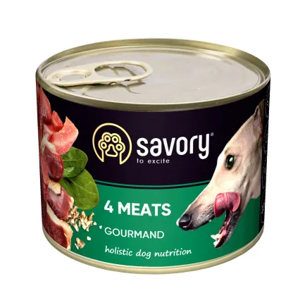 Вологий корм Savory для дорослих собак усіх порід, з чотирма видами м'яса, 200 г