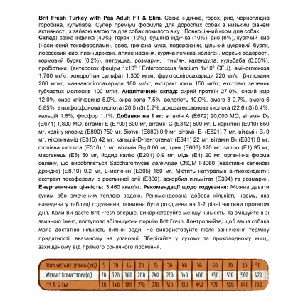 Сухий корм Brit Fresh для дорослих собак, із зайвою вагою, похилого віку, з індичкою та горохом, 12 кг — Фото 3