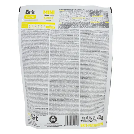 Сухий корм Brit Care GF Mini для дорослих собак мініатюрних порід, з ягням, 400 г — Фото 2