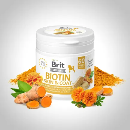 Вітаміни для собак Brit Vitamins Biotin Skin &amp; Coat Care для шкіри та шерсті 60 таблеток — Фото 1