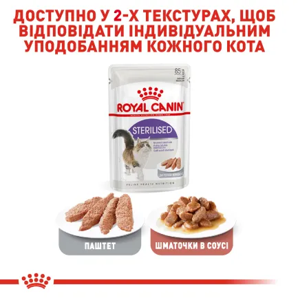 Вологий корм Royal Canin STERILISED LOAF для котів всіх порід 85 г — Фото 5