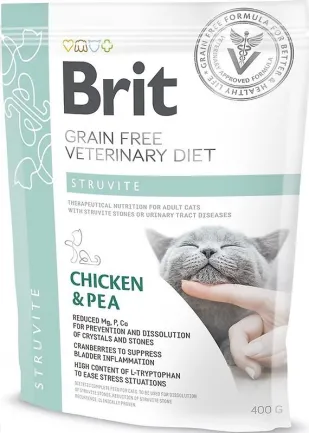Сухий корм Brit GF VetDiet Cat Struvite для котів, при сечокам'яній хворобі, з куркою та горохом, 400 г — Фото 7