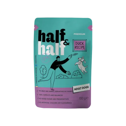 Корм вологий Half&amp;Half Dry Duck in Gravy for Adult Dogs шматочки качки в соусі для дорослих собак, 100 г