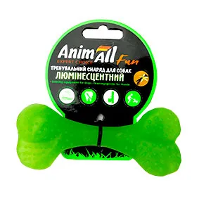Іграшка AnimAll Fun кістка для собак, люмінесцентна, 12 см, зелена