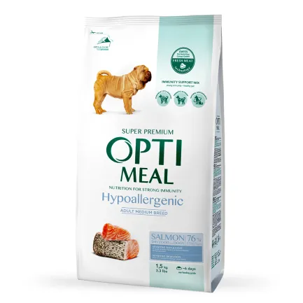 OPTIMEAL™. Гіпоалергенний сухий корм д собак сер та вел порід - лосось, 1,5 кг