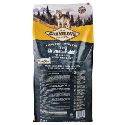 Сухий корм Carnilove Fresh Chicken &amp; Rabbit для дорослих собак всіх порід, курка та кролик, 12 кг — Фото 3