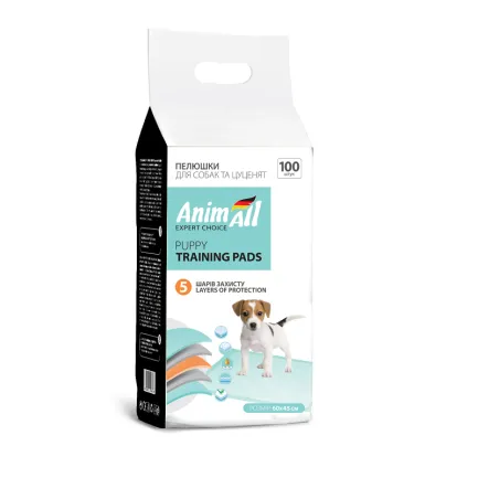 Пелюшки AnimAll Puppy Training Pads для собак та цуценят, 60×45 см, 100 штук