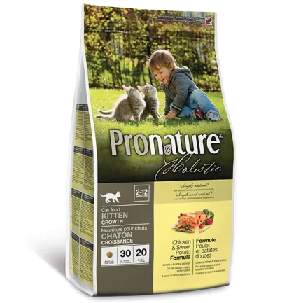 Pronature Holistic Kitten Chicken&amp;Sweet Potato ПРОНАТЮР ХОЛІСТИК КУРКА З БАТАТОМ сухий холістик корм для кошенят 2,72 кг
