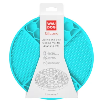 Килимок для злизування і повільного харчування WAUDOG Silicone, 211х211х30 мм, блакитний — Фото 1