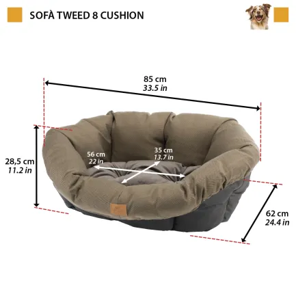 Ferplast SOFA' 8 TWEED CUSHION BROWN М'яке місце д/тварин, чохол — Фото 1