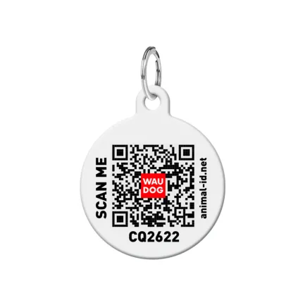 Адресник для собак та котів персоналізований металевий WAUDOG Smart ID з QR паспортом, M, малюнок "Серця", коло, Д 30 мм — Фото 2
