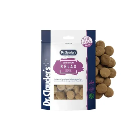 Рослинно-мінеральний фіто-комплекс для собак та котів Dr.Clauder’s Supplement Snack Relax, для заспокоєння та розслаблення у стресових ситуаціях, 150 г — Фото 1