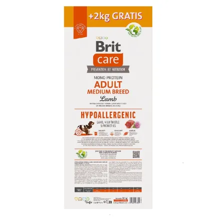 Корм Brit Care Dog Hypoallergenic Adult Medium Breed для собак середніх порід, гіпоалергенний з ягням, 12+2 кг — Фото 2