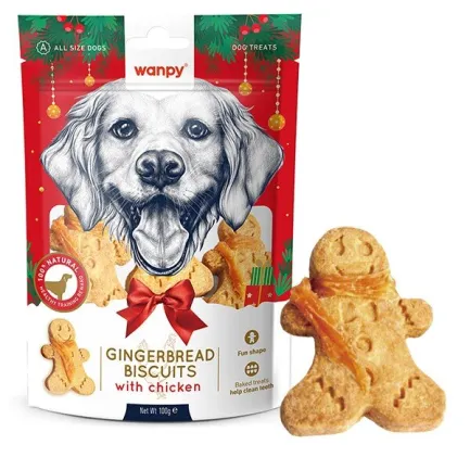 Ласощі для собак Wanpy Gingerbread Biscuits with Chichen імбирний пряник з куркою 100 г 