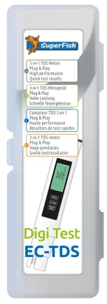 Тест для визначення рівнів TDS 3-в-1 і акваріумі SUPERFISH DIGI TEST EC-TDS (A4030605) — Фото 1