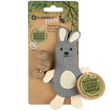 Flamingo Natural Fun Rabbit ФЛАМІНГО КРОЛИК екологічна іграшка з котячою м’ятою для котів 9,5х1х14 см