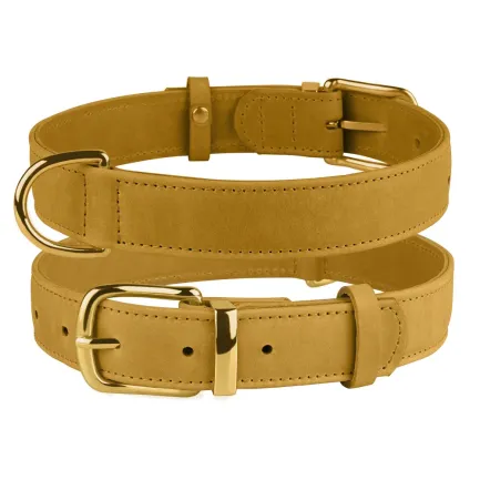 Нашийник для собак шкіряний BronzeDog Crazy гірчичний XL