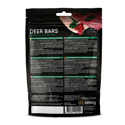 Джерки Savory Bars With Venison, батончики з олениною, 100 г — Фото 1
