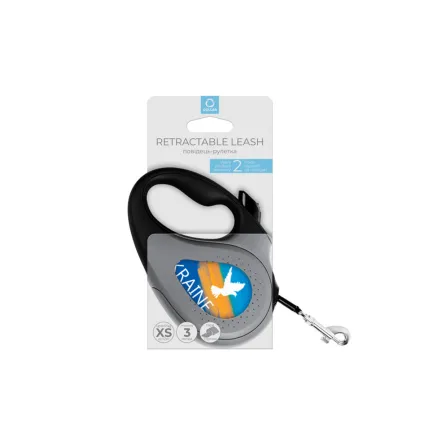 Повідець-рулетка для собак WAUDOG R-leash, малюнок "Прапор", XS, до 12 кг, 3 м, світловідбиваюча стрічка чорний — Фото 3