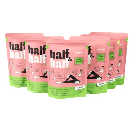 Набір вологих кормів Half&amp;Half "5+1" для кошенят, шматочки з індичкою у желе, паучі, 6 шт*100 г — Фото 2