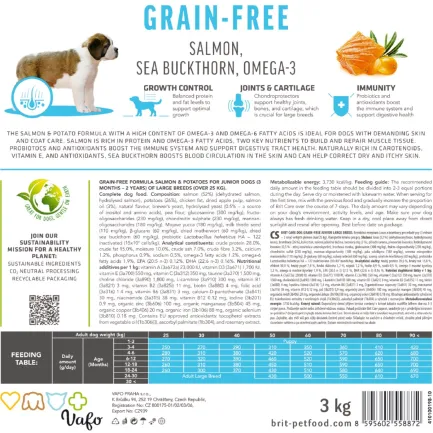 Сухий корм Brit Care Dog Grain-free Junior Large Breed для молодих собак великих порід, беззерновий з лососем, 3 кг — Фото 6