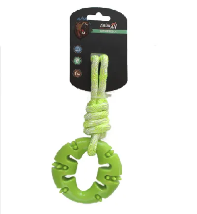 Іграшка AnimAll GrizZzly для собак, кільце з канатом, зелене, 33 × 10 см
