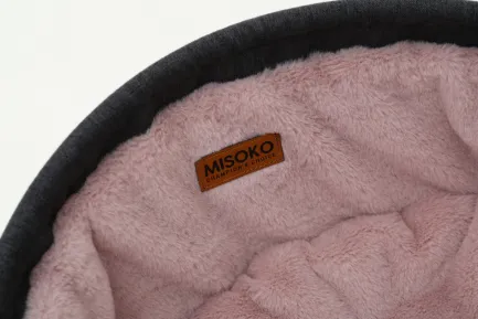 Складаний лежак для домашніх тварин MISOKO Pet bed round plush, 45x45x22 cm, grey and pink — Фото 1