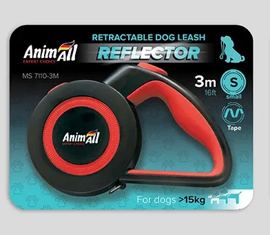 Повідець-рулетка AnimAll Reflector для собак вагою до 15 кг, 3 м, червоно-чорна