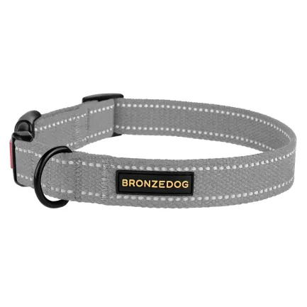 Нашийник для собак Bronzedog Сotton рефлекторний б/б сірий M — Фото 2