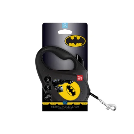 Повідець-рулетка для собак WAUDOG R-leash, малюнок "Бетмен Жовтий", S, до 15 кг, 5 м, світловідбиваюча стрічка — Фото 1