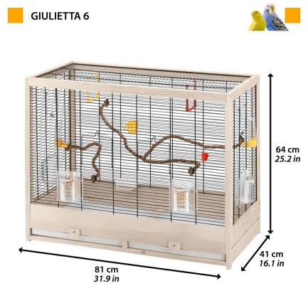 Ferplast CAGE GIULIETTA 6 Клітка для птахів, дерев'яна — Фото 1