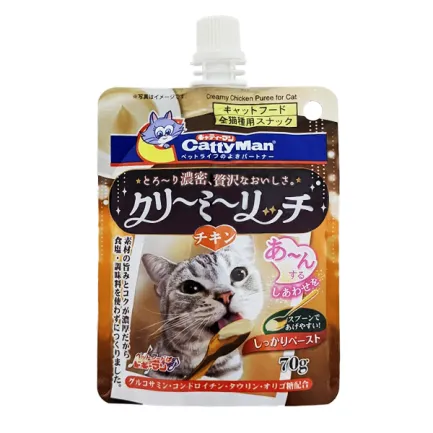 CattyMan Creamy Chicken КЕТТІМЕН ВЕРШКОВЕ ПЮРЕ З КУРКОЮ рідкі ласощі для котів 0,07 кг