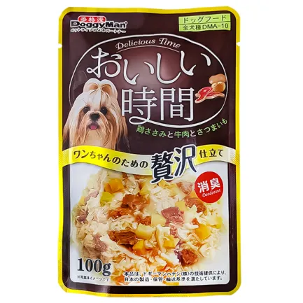DoggyMan Low Fat Chicken &amp; Beef ДОГГІМЕН КУРКА З ЯЛОВИЧИНОЮ в желе консерви для собак, вологий корм, пауч 100г 0,1 кг