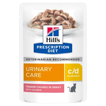 Hill’s Prescription Diet c/d Вологий корм для котів, догляд за сечовидільною системою, з лососем, пауч, 85 г
