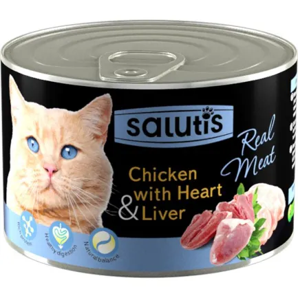 Salutis (Салютис) Real Meat Chicken with Heart Liver консерва для котів курка, серце, 190 г