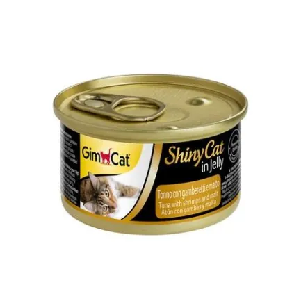 Корм вологий GimCat Shiny Cat для котів з тунцем креветками та мальтом в желе 70 г — Фото 1